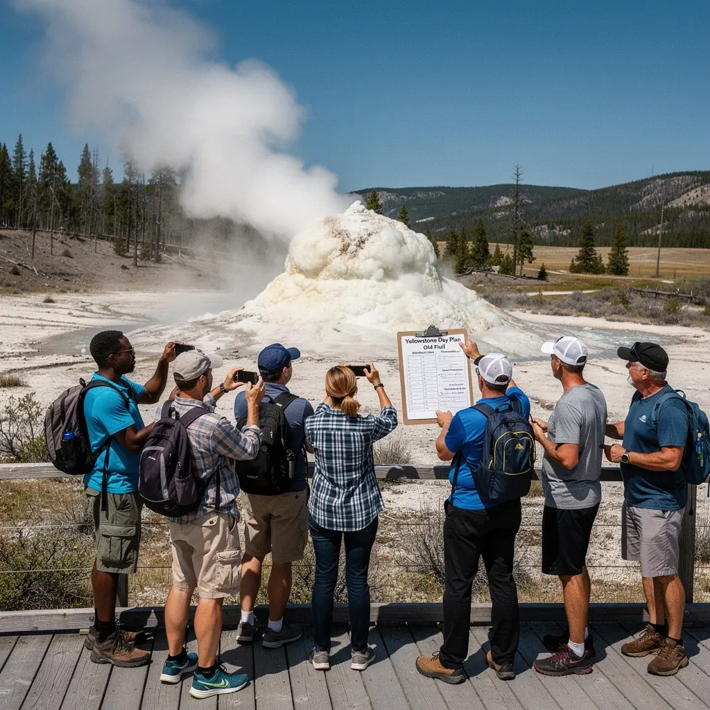 Turysta z mapą, planujący trasę w górskim terenie.